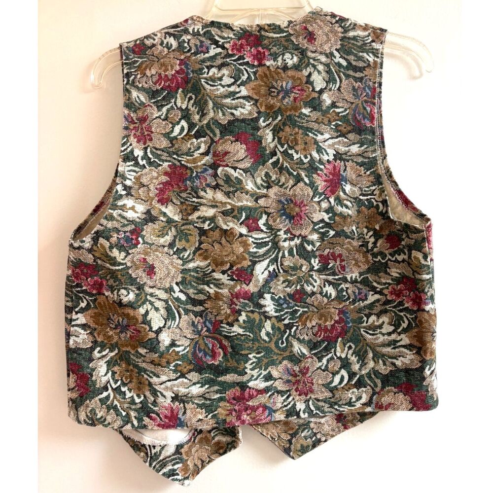 Paris Blues Vintage Tapestry Floral Vest S USA 90s Cotton Brocade Waistcoat Boho - Picture 2 of 8